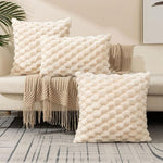 Pillow Cover 3D Plush Grid Machine Washable Zipper Closure