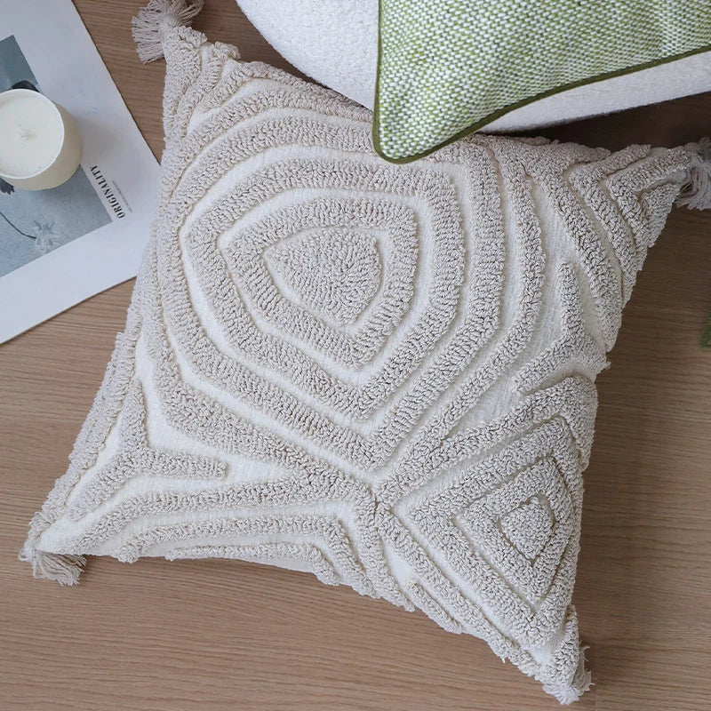 Pillow Cover Abstract Houndstooth Jacquard Cotton-Linen 18x18
