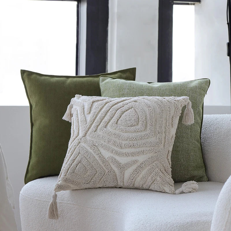 Pillow Cover Abstract Houndstooth Jacquard Cotton-Linen 18x18