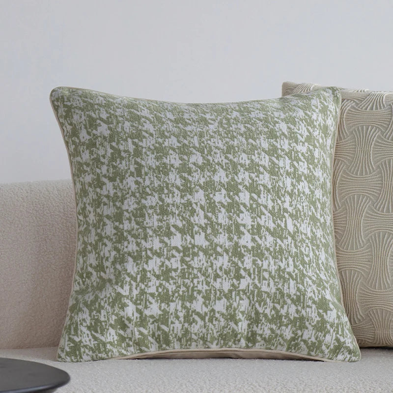 Pillow Cover Abstract Houndstooth Jacquard Cotton-Linen 18x18