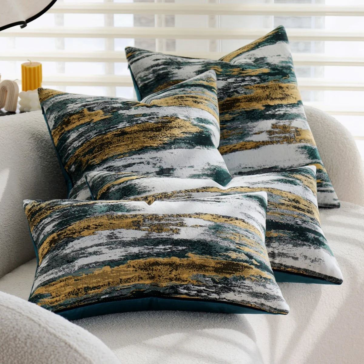 Pillow Cover Abstract Jacquard Cotton-Polyester Concealed Zipper