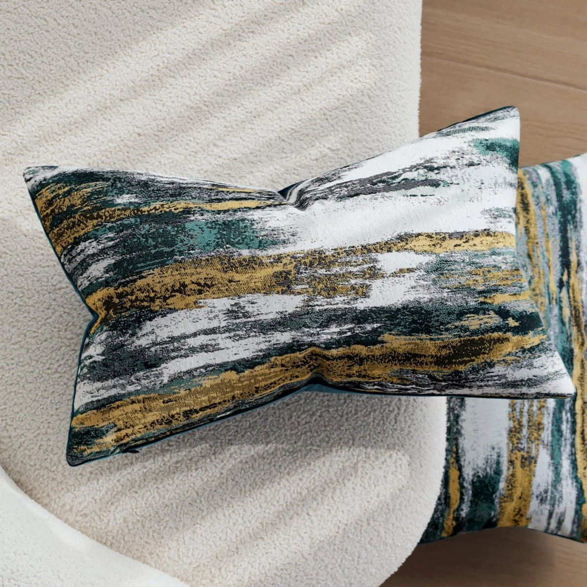 Pillow Cover Abstract Jacquard Cotton-Polyester Concealed Zipper