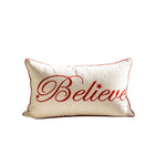 Pillow Cover Chenille Applique Cotton-Blend Hidden Zipper