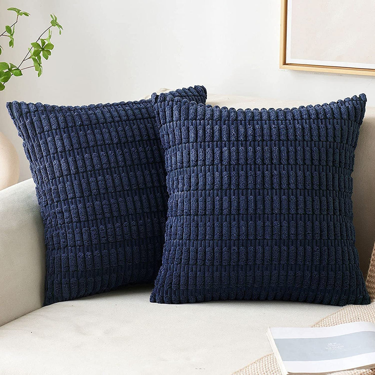 Pillow Cover Chenille Textured Grid Hidden Zipper