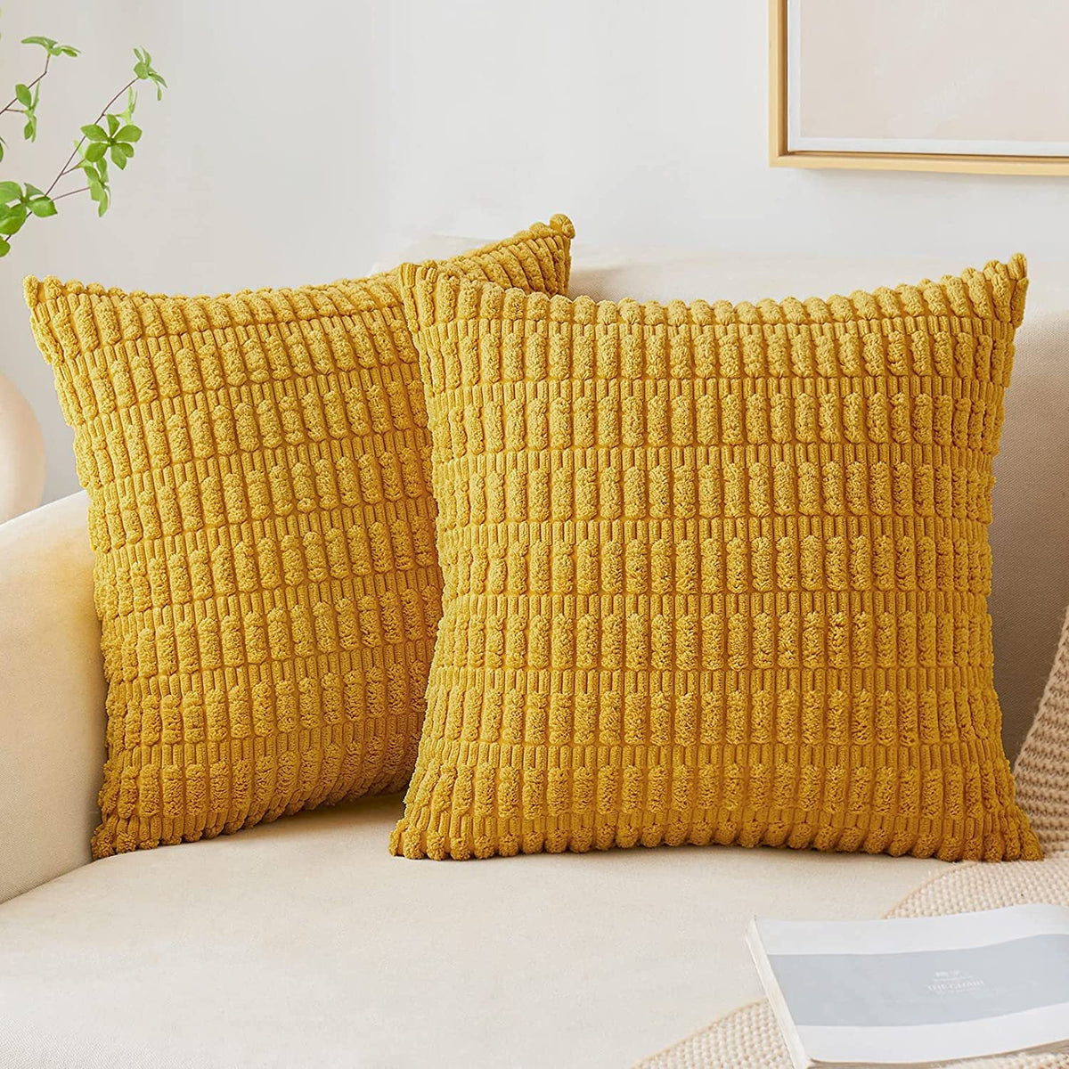 Pillow Cover Chenille Textured Grid Hidden Zipper