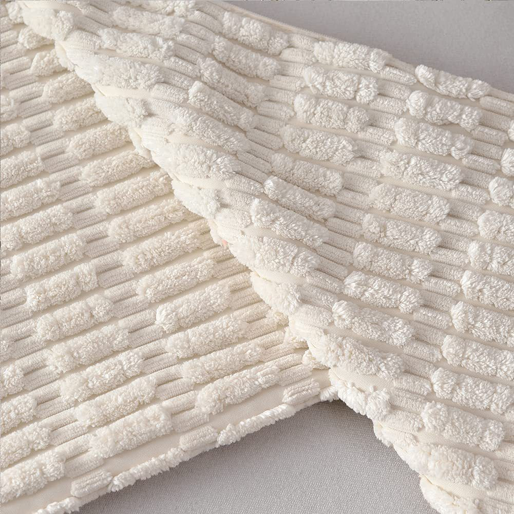 Pillow Cover Chenille Textured Grid Hidden Zipper