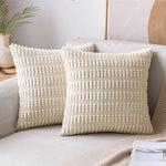 Pillow Cover Chenille Textured Grid Hidden Zipper
