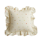 Pillow Cover Cotton Blend Cherry Embroidery & Ruffle Edge