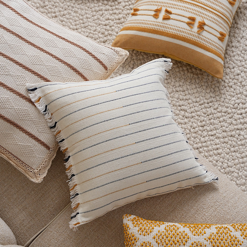 Pillow Cover Cotton Blend Crochet Trim Hidden Zipper