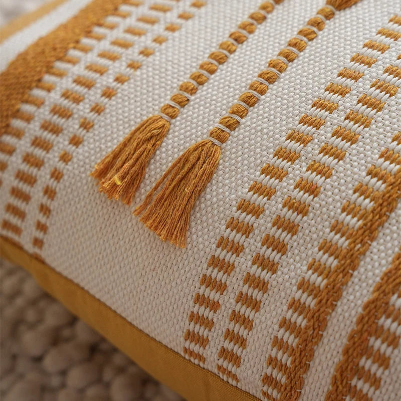 Pillow Cover Cotton Blend Crochet Trim Hidden Zipper
