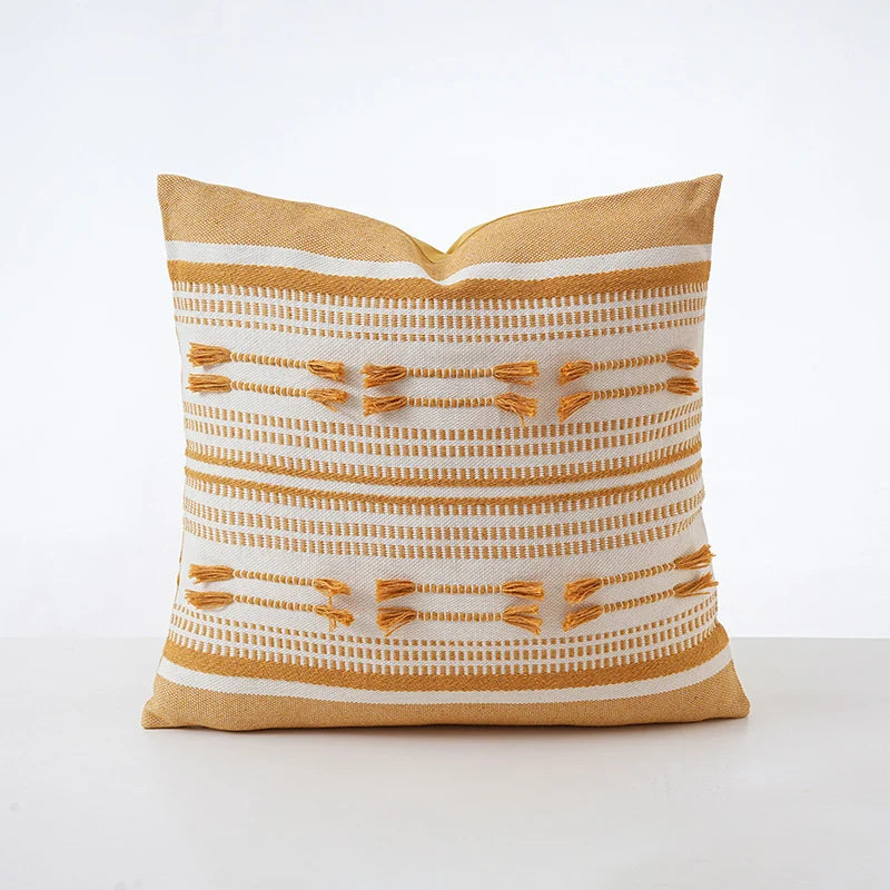 Pillow Cover Cotton Blend Crochet Trim Hidden Zipper