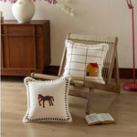 Pillow Cover Cotton Blend Embroidered Applique & Fringe