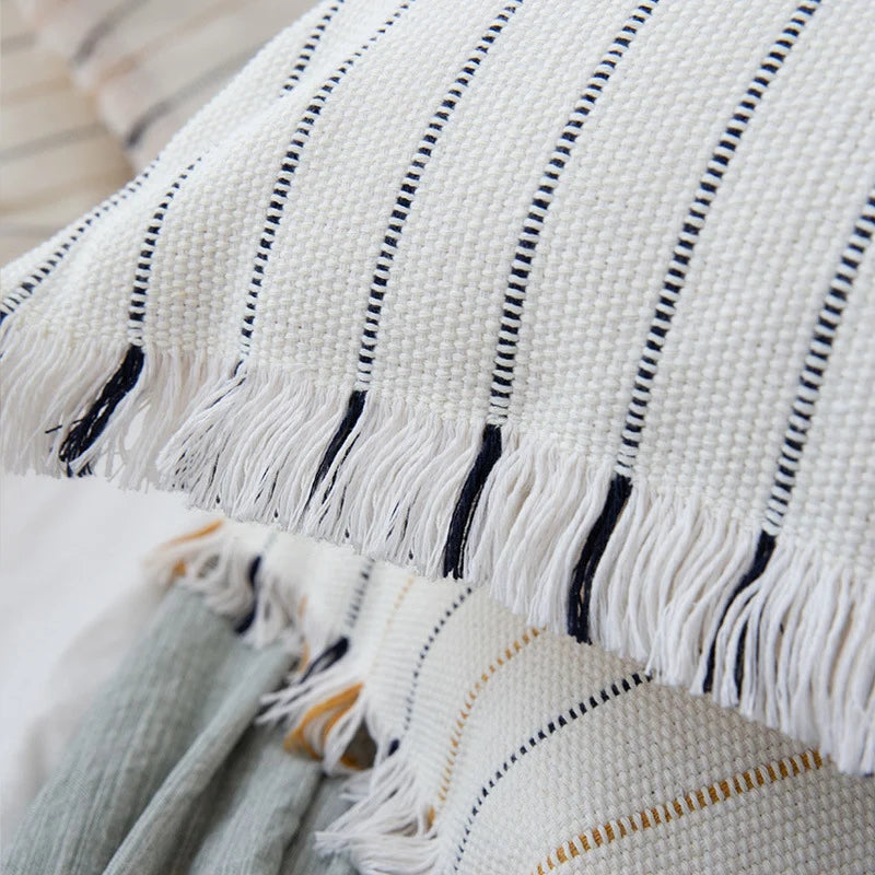 Pillow Cover Cotton Blend Tufted Hand-Fringed