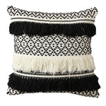 Pillow Cover Cotton Blend Woven Dot Tufting & Fringe