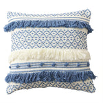 Pillow Cover Cotton Blend Woven Dot Tufting & Fringe