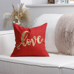 Pillow Cover Cotton-Linen Fuzzy Heart & Tassel Corners
