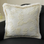 Pillow Cover Embossed Circle Faux Fur Trim 18x18in