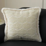 Pillow Cover Embossed Circle Faux Fur Trim 18x18in