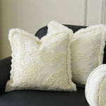 Pillow Cover Embossed Circle Faux Fur Trim 18x18in