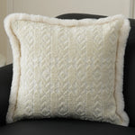 Pillow Cover Embossed Circle Faux Fur Trim 18x18in