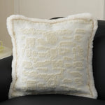 Pillow Cover Embossed Circle Faux Fur Trim 18x18in