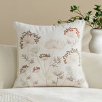 Pillow Cover Embroidered Linen-Blend Hidden Zipper