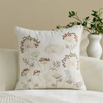 Pillow Cover Embroidered Linen-Blend Hidden Zipper