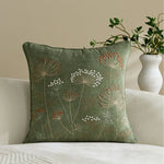 Pillow Cover Embroidered Linen-Blend Hidden Zipper