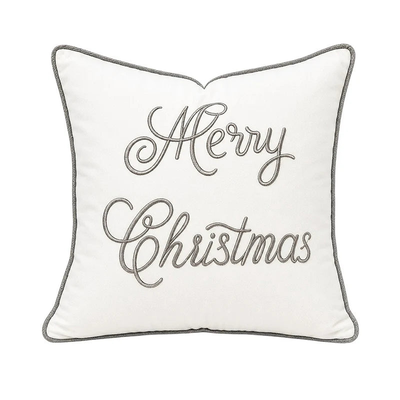 Pillow Cover Embroidered Script & Hidden Zipper