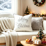 Pillow Cover Embroidered Script & Hidden Zipper