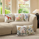 Pillow Cover Hand-Embroidered Linen-Look Hidden Zipper 18x18
