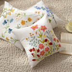 Pillow Cover Hand-Embroidered Linen-Look Hidden Zipper 18x18