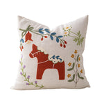 Pillow Cover Hand-Embroidered Linen-Look Hidden Zipper 18x18