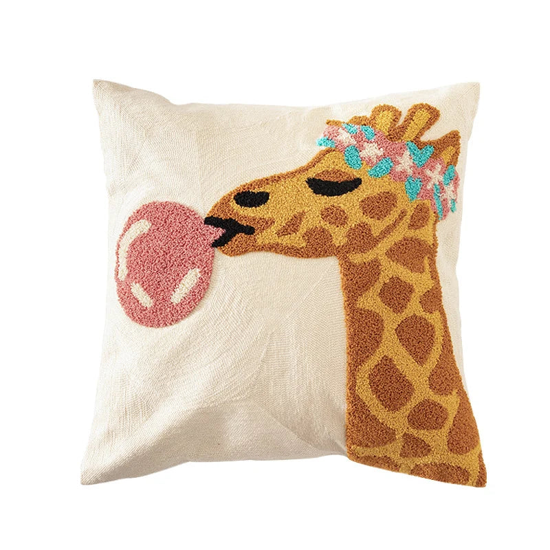 Pillow Cover Hand-Tufted Canvas Zipper Closure 18 x 18 Inch