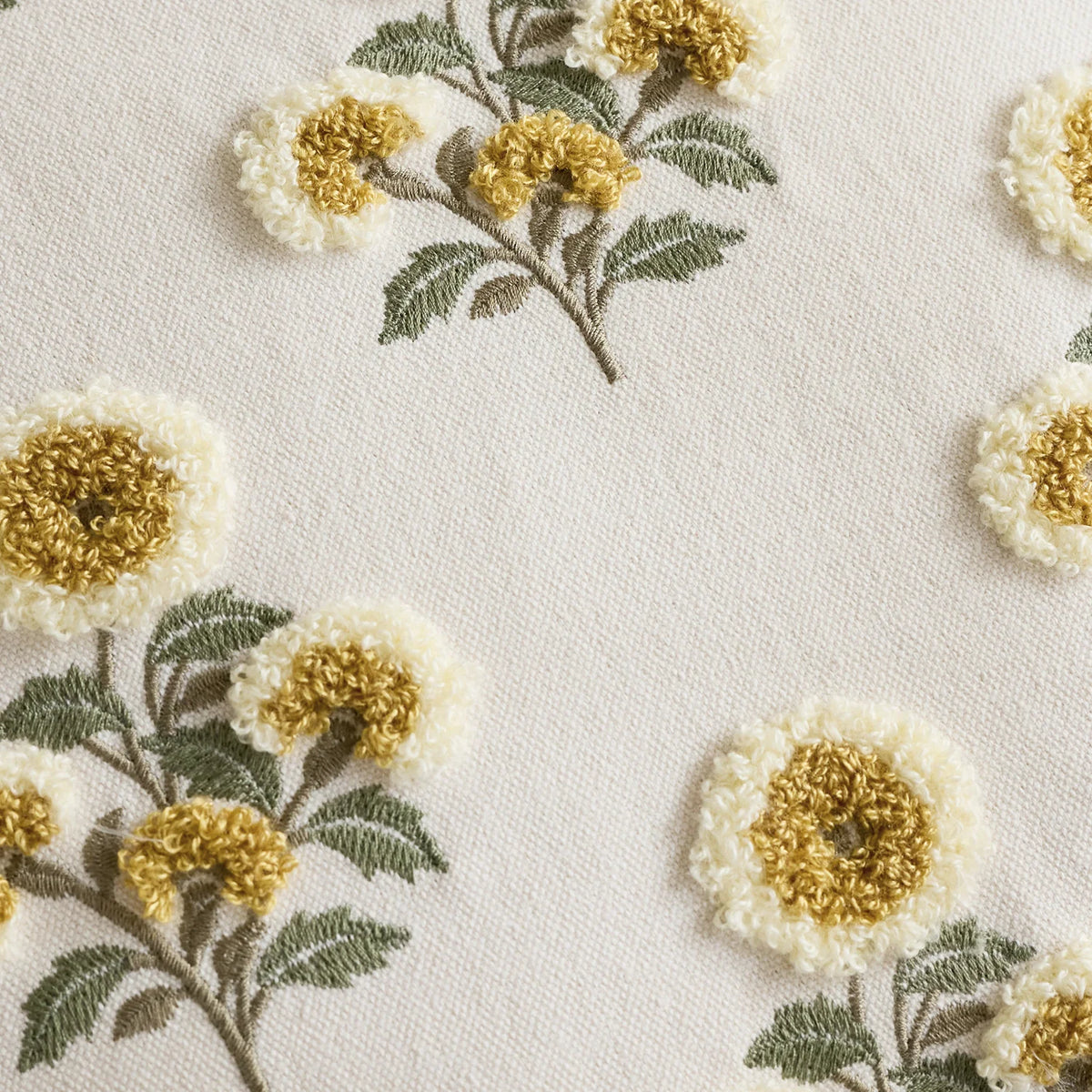 Pillow Cover Hand-Tufted Floral Cotton-Linen Hidden Zipper