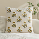 Pillow Cover Hand-Tufted Floral Cotton-Linen Hidden Zipper