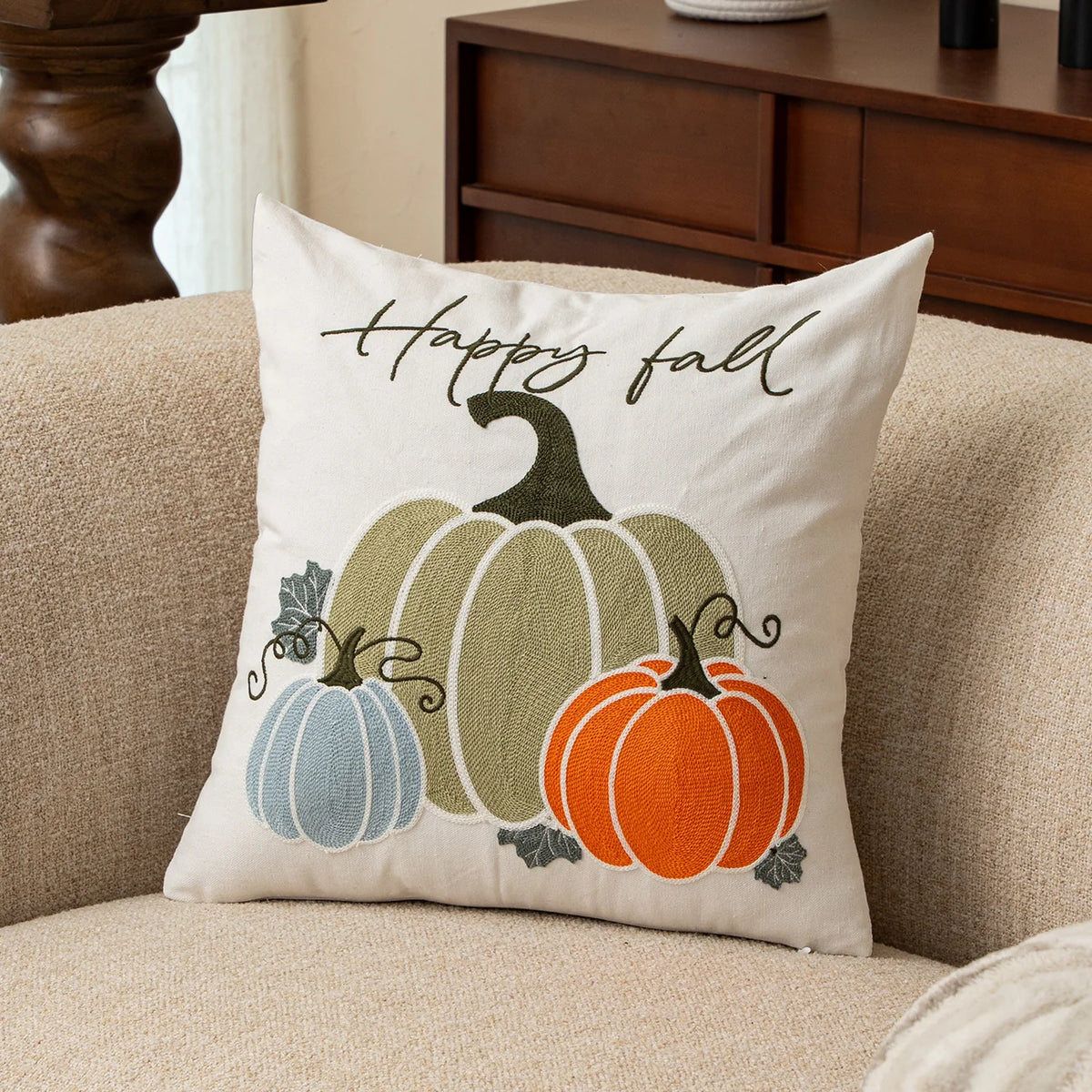 Pillow Cover Hand-Tufted Ghost Hidden Zipper Cotton Blend