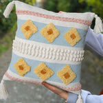Pillow Cover Handcrafted Tufted Diamond & Tassels Cotton 45x45