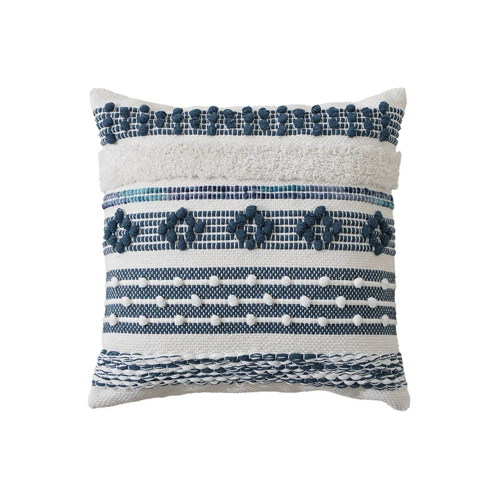Pillow Cover Handcrafted Tufted Diamond & Tassels Cotton 45x45