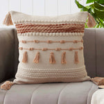 Pillow Cover Handcrafted Tufted Diamond & Tassels Cotton 45x45