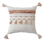 Pillow Cover Handcrafted Tufted Diamond & Tassels Cotton 45x45