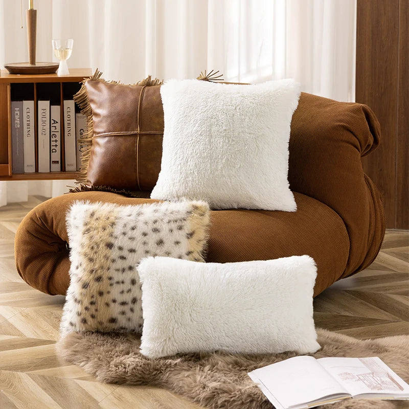 Pillow Cover High-Pile Faux Fur Removable Zipper