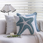 Pillow Cover High-Pile Starfish Relief Cotton-Linen Concealed Zipper