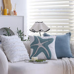 Pillow Cover High-Pile Starfish Relief Cotton-Linen Concealed Zipper