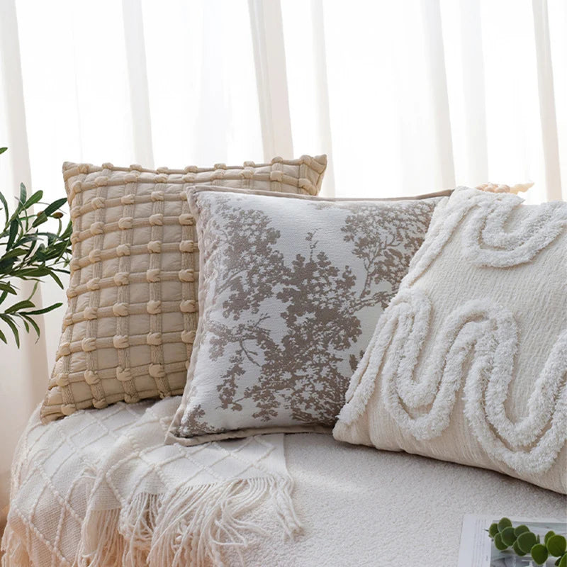 Pillow Cover Jacquard Tree Motif & Velvet Piping