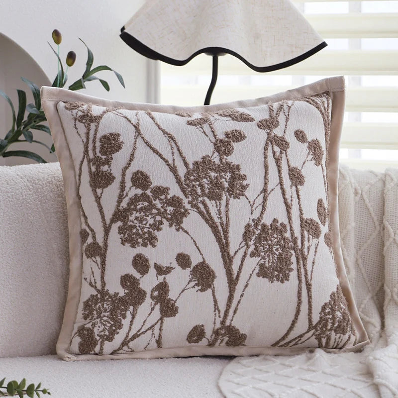 Pillow Cover Jacquard Tree Motif & Velvet Piping