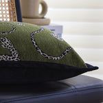 Pillow Cover Leopard Jacquard & Velvet Piping 18x18