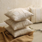 Pillow Cover Linen-Blend Fringed Patchwork Concealed Zipper