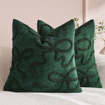 Pillow Cover Linen-Blend Raised Chenille Applique Hidden Zipper