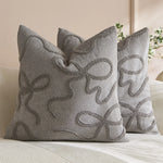 Pillow Cover Linen-Blend Raised Chenille Applique Hidden Zipper